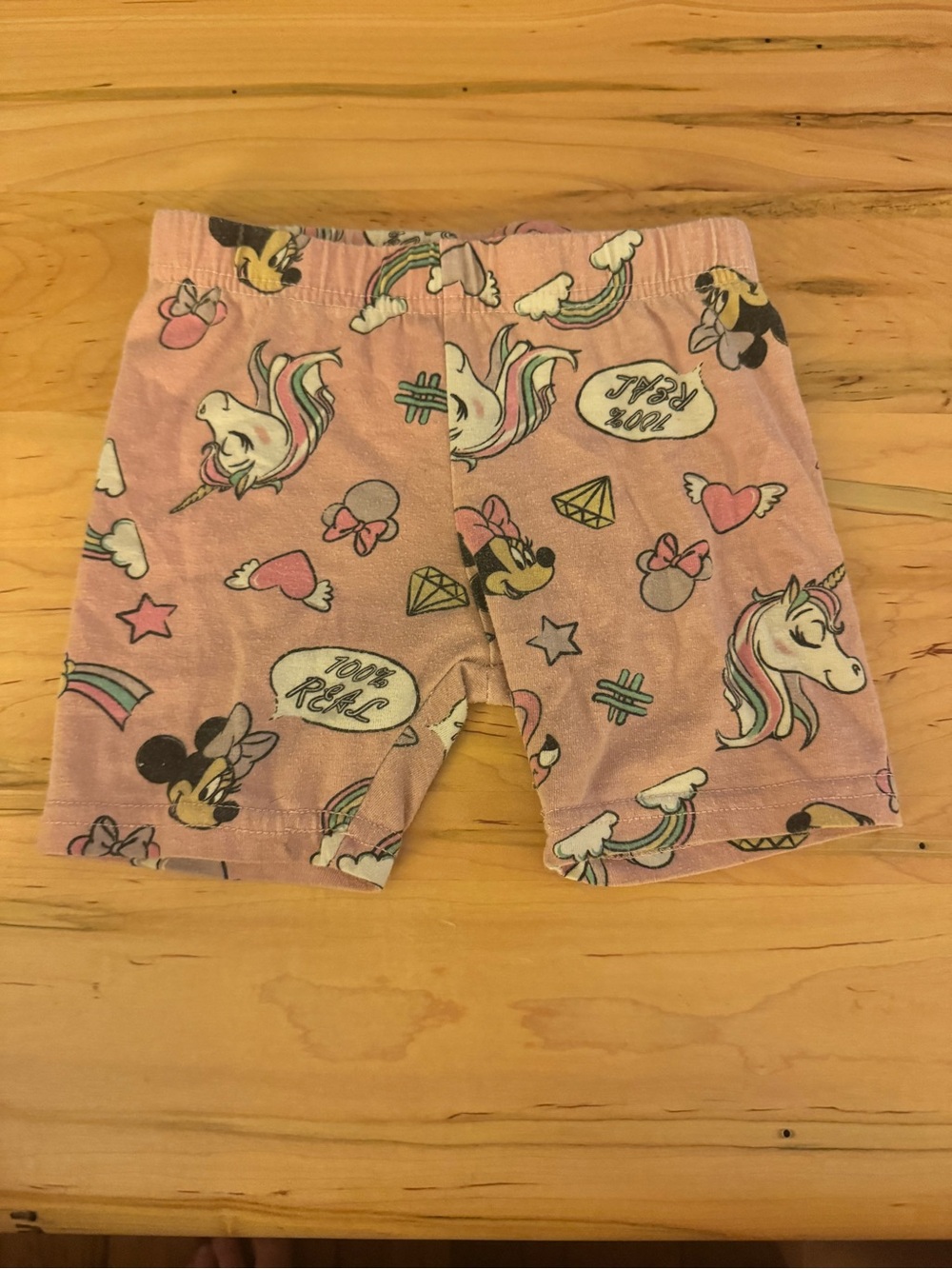 Disney Pink Unicorn & Minnie Print Stretch Bike Shorts